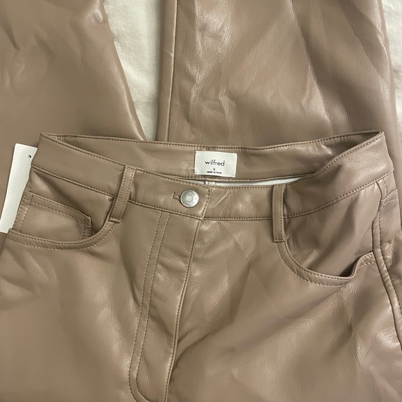 NWT Aritzia- Wilfred Melina Leather Cropped Pants - Picture 6 of 8